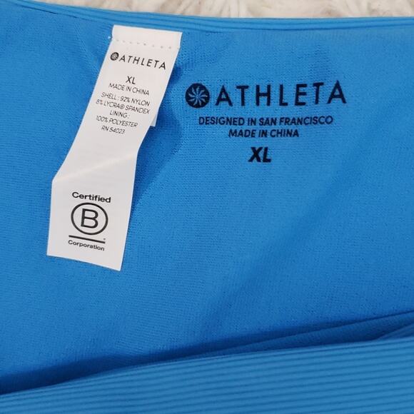 Athleta Ribbed Bikini Swim Bottoms Cloud Break Blue NWT Mid Rise Medium Coverage - Picture 2 of 8